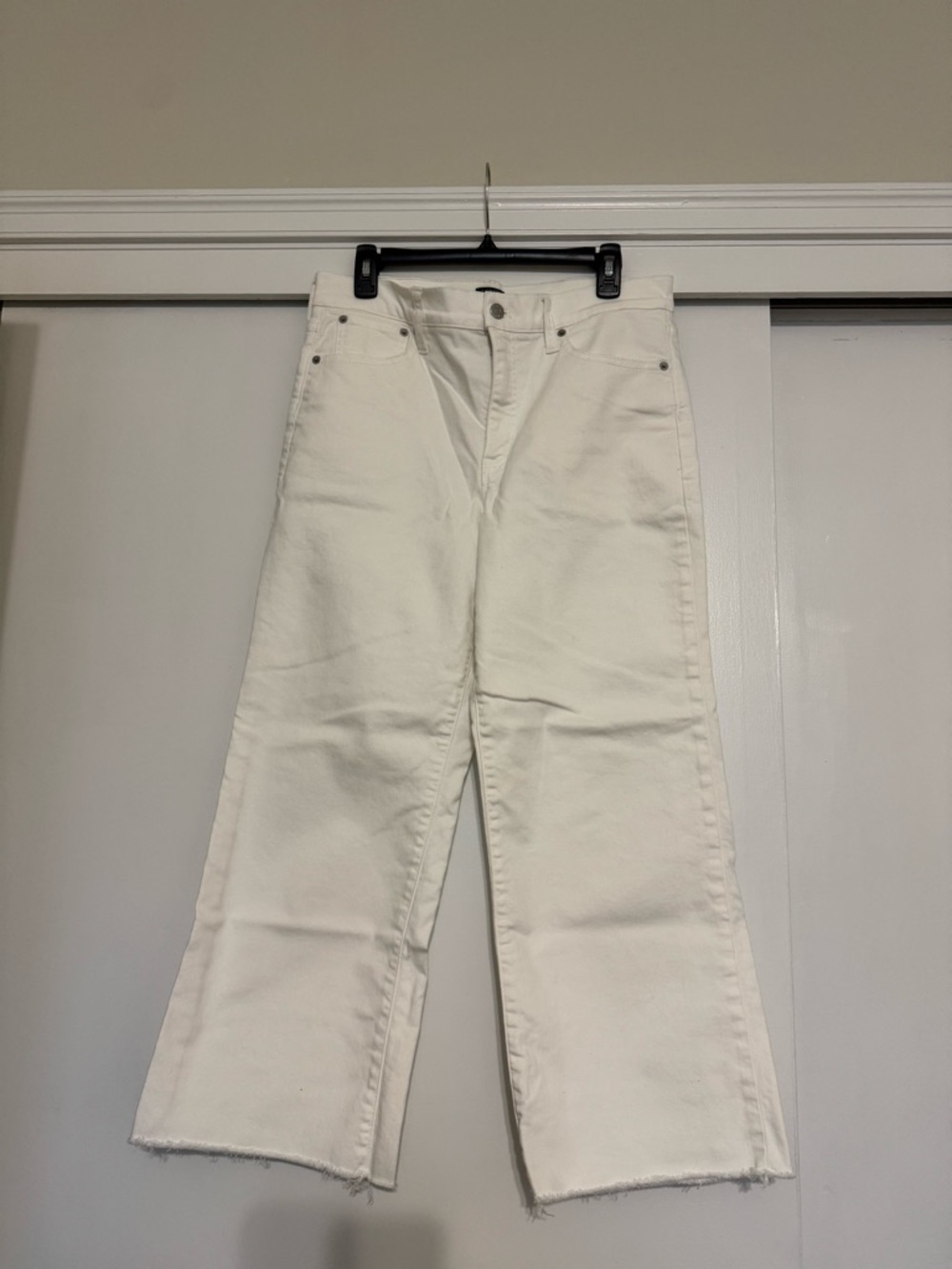 J. Crew Cream Wide-Leg Cropped Jeans